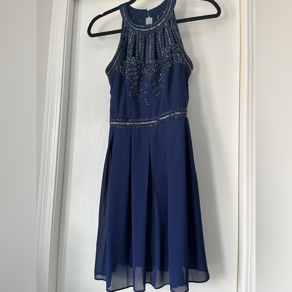 TFNC London Blue Skater Beaded Dress - Picture 1 of 3